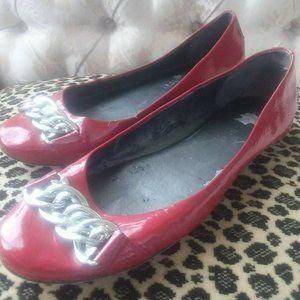 WHITE HOUSE I BLACK MARKET Red Ballet Flats Casual Comfort Shoes Women Size 8